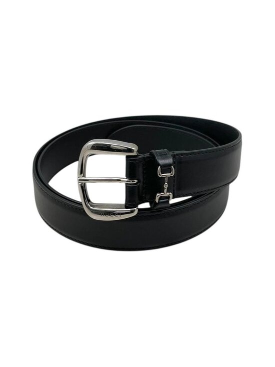 Gucci Belt Mini Horsebit Leather Black Silver main image 6